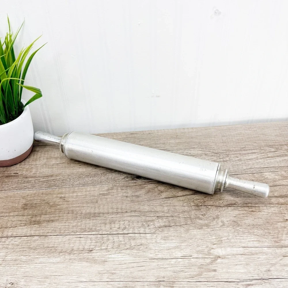 Vintage Stainless Steel Rolling Pin‎ Pastry Pizza Farmhouse Kitchen Decor
